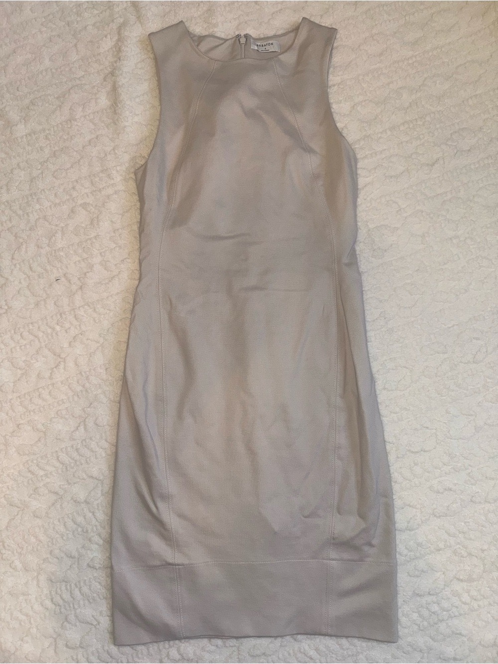 Babaton Aritzia Beige Sleeveless Sheath Dress Bodycon Career Midi 4